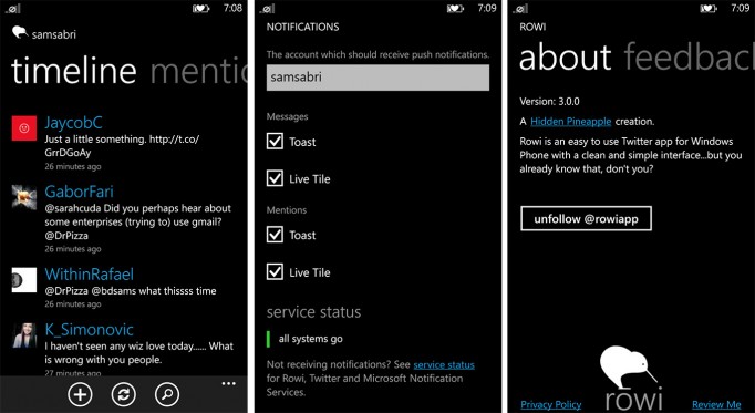 Rowi updated for Windows Phone 8 1
