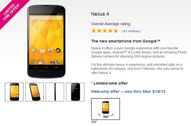 Get a cheaper Nexus 4 from T-Mobile