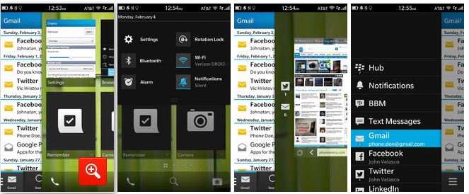 The 'Peek View' of BlackBerry Z10 will cover you up to the ears with notifications.
