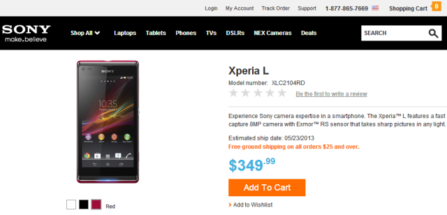 Sony Xperia L arrives for US customers, priced at $349.99