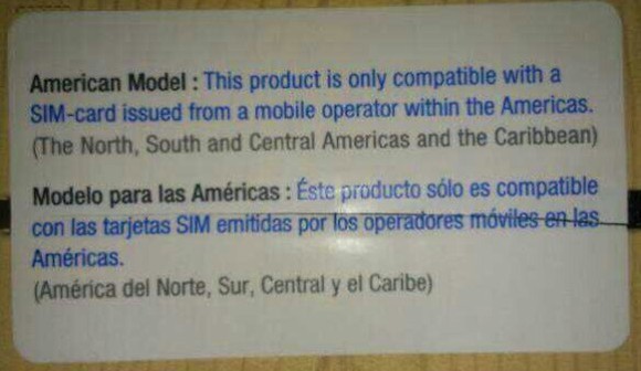 Alert on the new boxes with devices informs for the new policy of Samsung for SIM-locking the devices