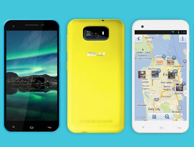 BLU Studio 5.5 in yellow front and back