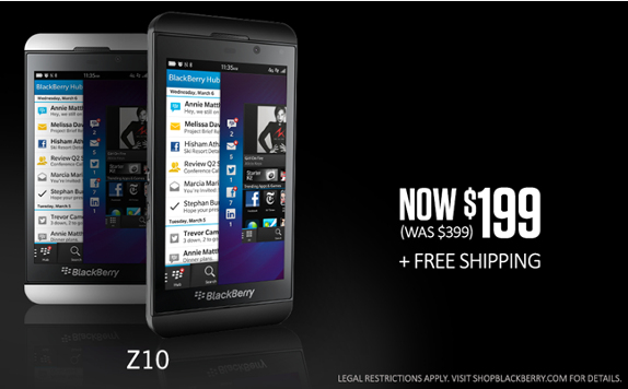 BlackBerry Z10 will be available for purchase for only $199 on Cyber Monday