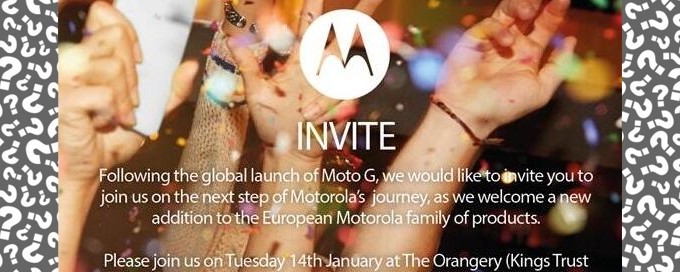 Invitations by Motorola make the clue for Moto X coming up to Europe on 14 Jan