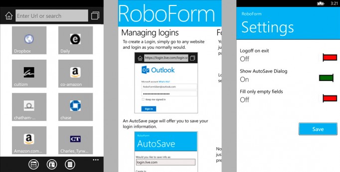 RoboForm app for Windows Phone