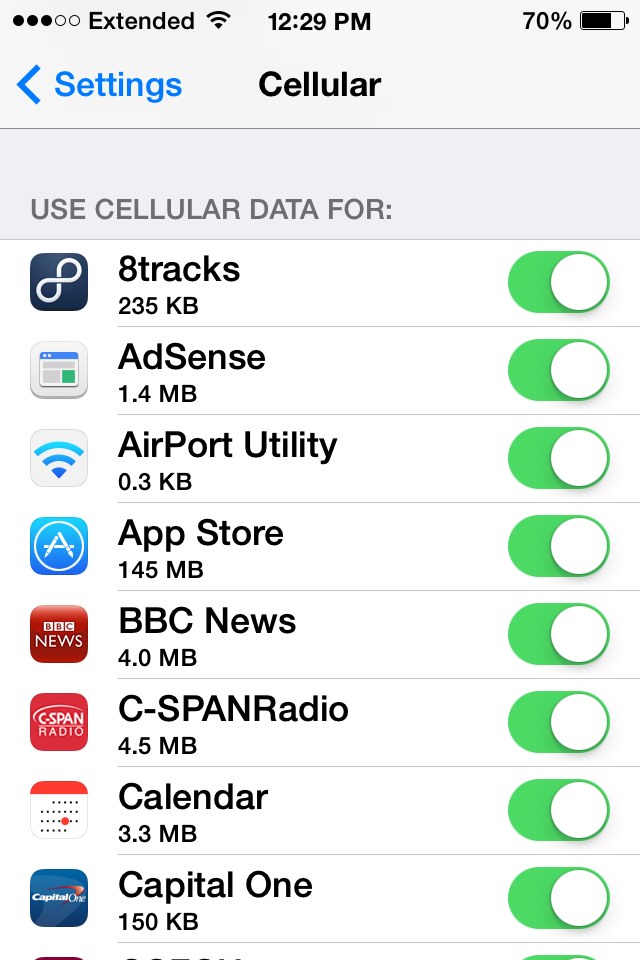 cellular data usage iphone
