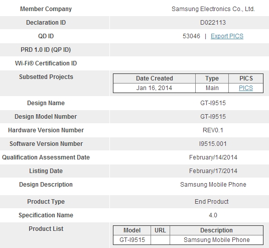 Galaxy S4 Value Edition is revealed in a leak from Bluetooth SIG under the name GT-I9515