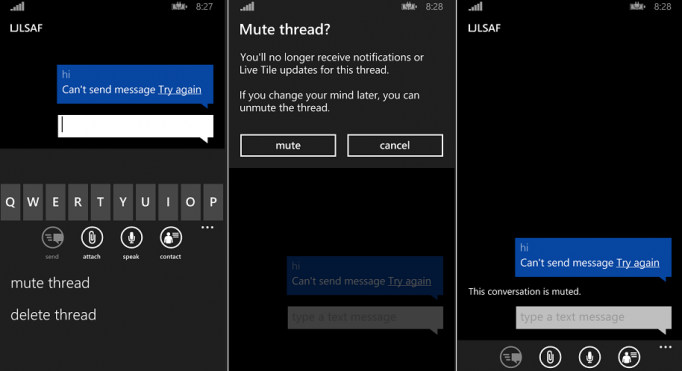 Muted conversations with WP 8.1