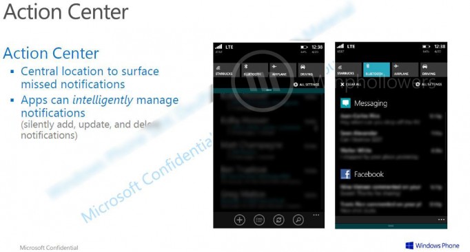 New design for Windows Phone 8.1 center, now Action Center