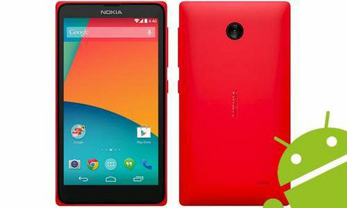 a red Nokia X Normandy with Android