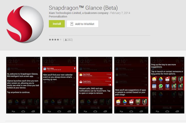 Qualcomm Snapdragon Glance Beta for Android