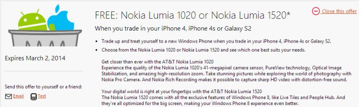 Conditions of the trade-in program for Lumia 1520 and 1020